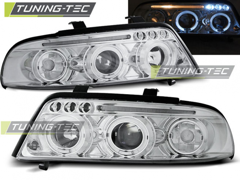 LED Angel Eyes Scheinwerfer für Audi A4 B5 Facelift 99-00 chrom