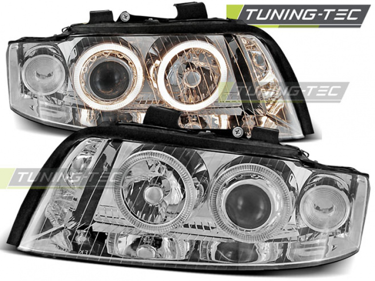 Upgrade Design Angel Eyes Scheinwerfer für Audi A4 B6 00-04 chrom