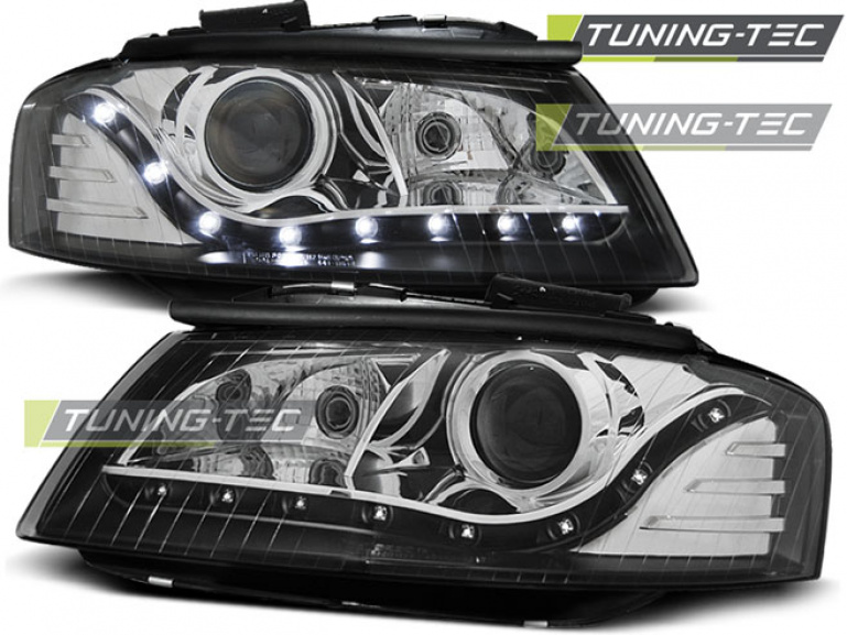 LED Tagfahrlicht Scheinwerfer für Audi A3 8P 04-08 schwarz