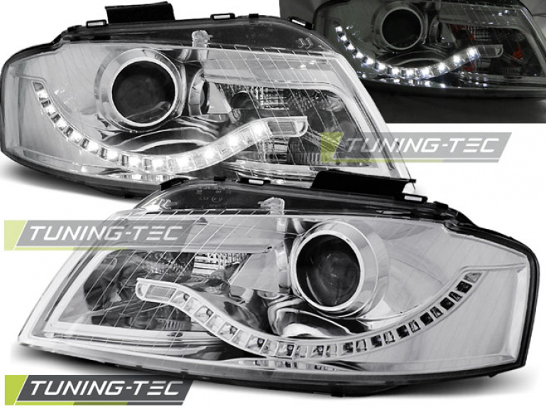 LED Tagfahrlicht-Design Scheinwerfer für Audi A3 8P 04-08 chrom
