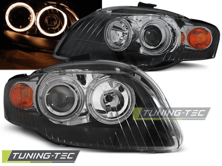 Upgrade Design Angel Eyes Scheinwerfer für Audi A4 B7 05-08 schwarz