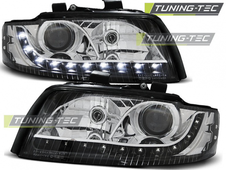 LED Tagfahrlicht Design Scheinwerfer für Audi A4 B6 00-04 schwarz
