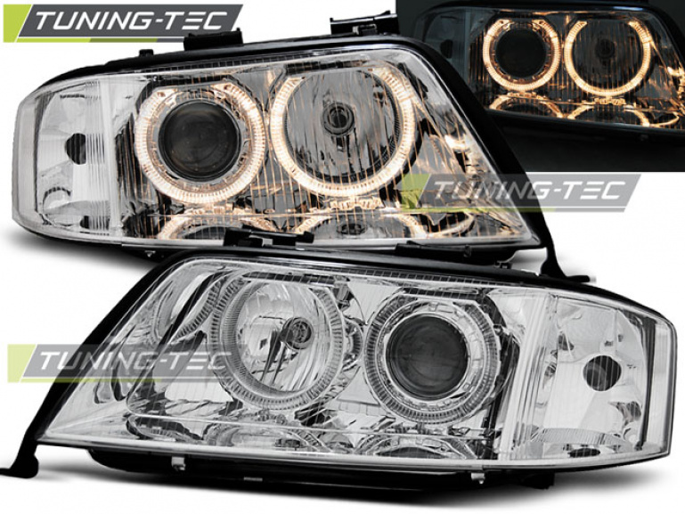 LED Angel Eyes Scheinwerfer für Audi A6 4B 97-01 chrom