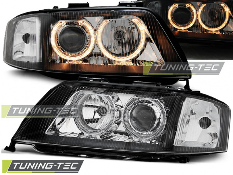 LED Angel Eyes Scheinwerfer für Audi A6 4B 97-01 schwarz