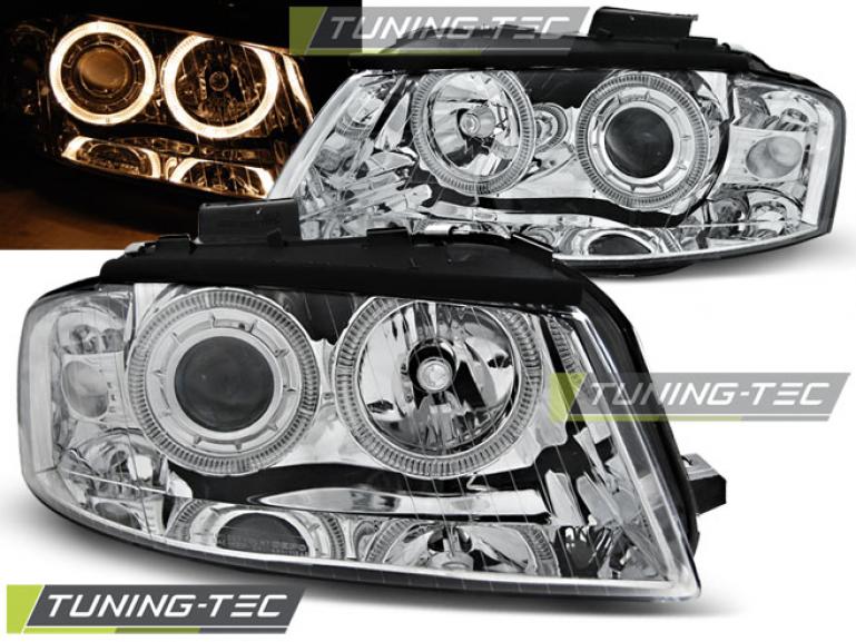 Upgrade Design Angel Eyes Scheinwerfer für Audi A3 8P 04-08 chrom