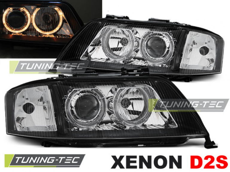 XENON Upgrade Design Angel Eyes Scheinwerfer für Audi A6 4B 97-01 schwarz