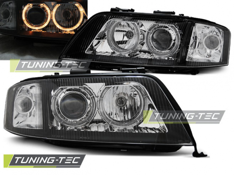 LED Angel Eyes Scheinwerfer für Audi A6 4B 01-04 schwarz