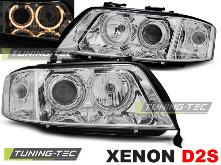 XENON Upgrade Design Angel Eyes Scheinwerfer für Audi A6 4B 01-04 chrom