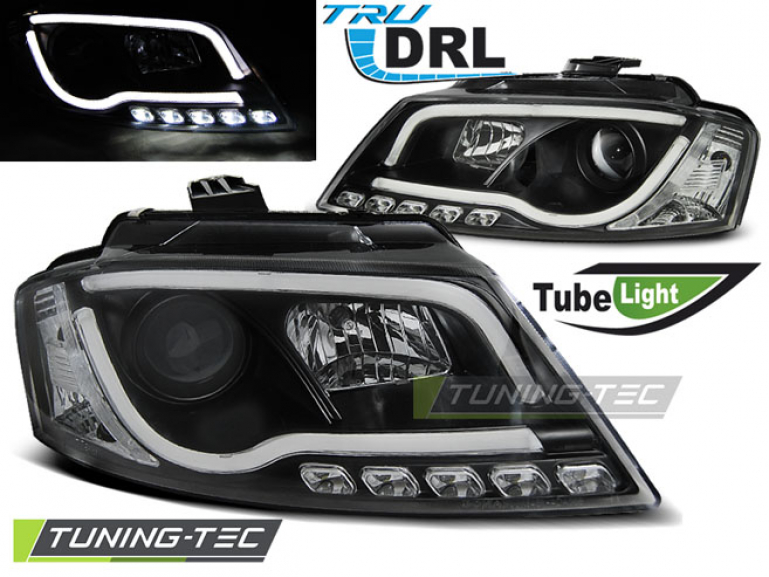 LED Tagfahrlicht Scheinwerfer für Audi A3 8P 08-12 schwarz