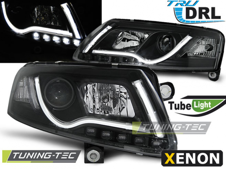 XENON LED Tagfahrlicht Scheinwerfer für Audi A6 C6 (4F) 04-08 schwarz LTI