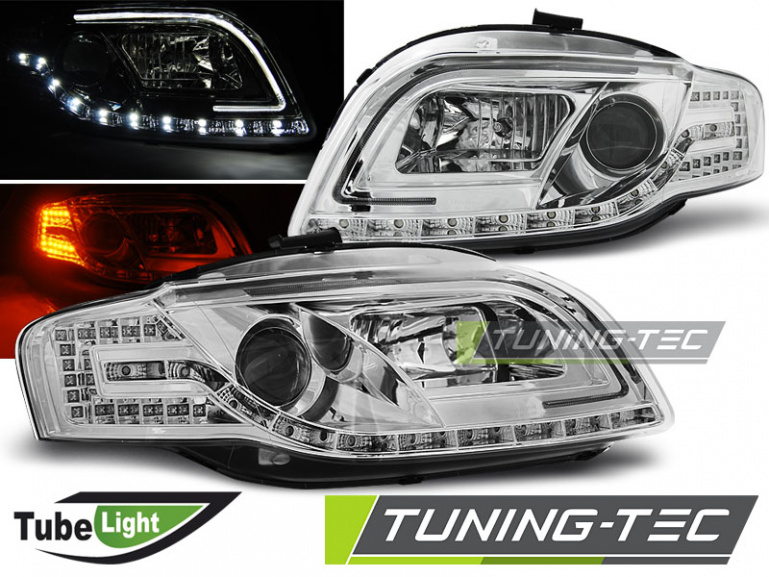LED Tagfahrlicht Design Scheinwerfer für Audi A4 B7 05-08 chrom
