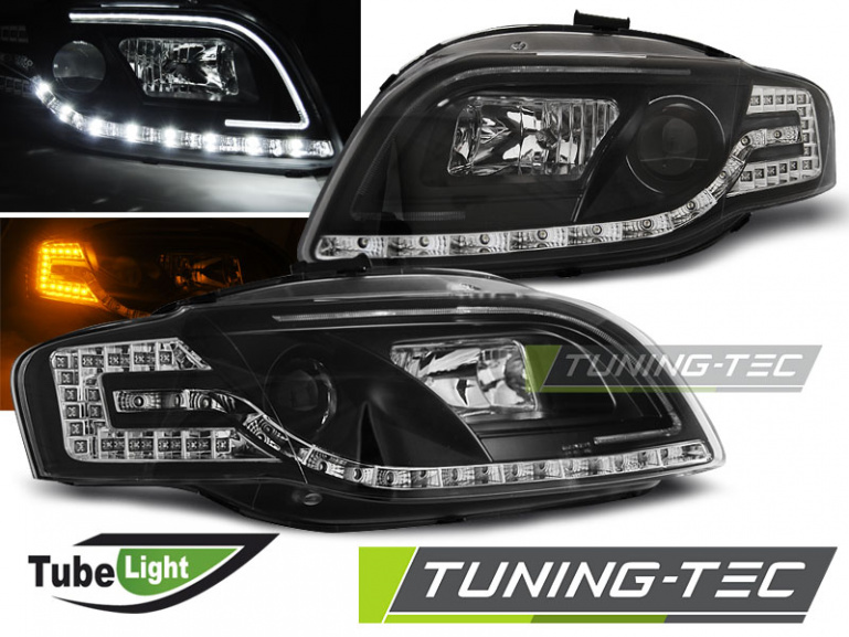 LED Tagfahrlicht Design Scheinwerfer für Audi A4 B7 05-08 schwarz