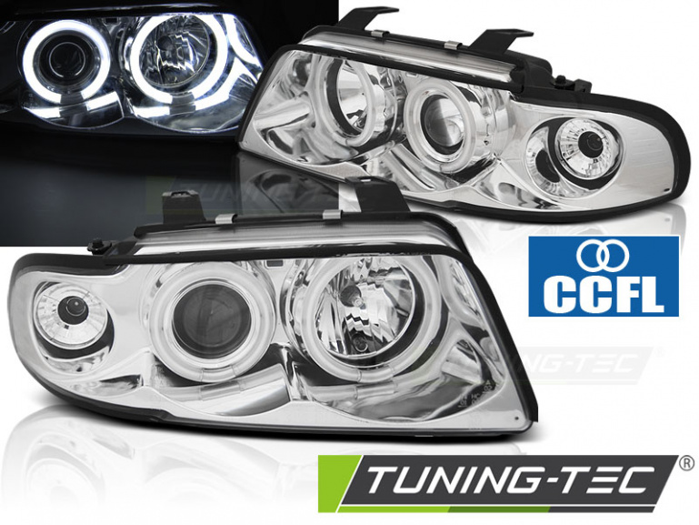 LED Angel Eyes Scheinwerfer für Audi A4 B5 94-98 chrom CCFL