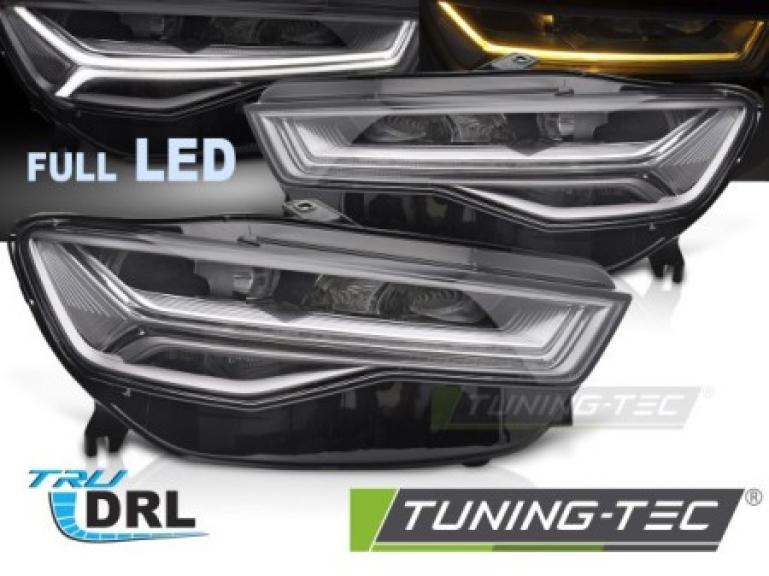 Voll LED Tagfahrlicht Scheinwerfer Set passend für Audi A6 4G (C7) Facelift 15-18 schwarz mit LED Blinker