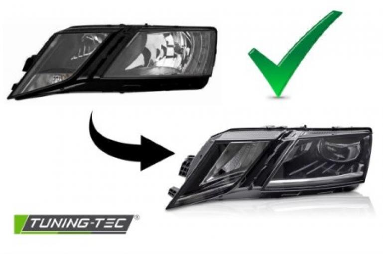 VOLL LED Upgrade Design Scheinwerfer Set passend für Skoda Octavia III (5E) Facelift 16-21 schwarz/chrom