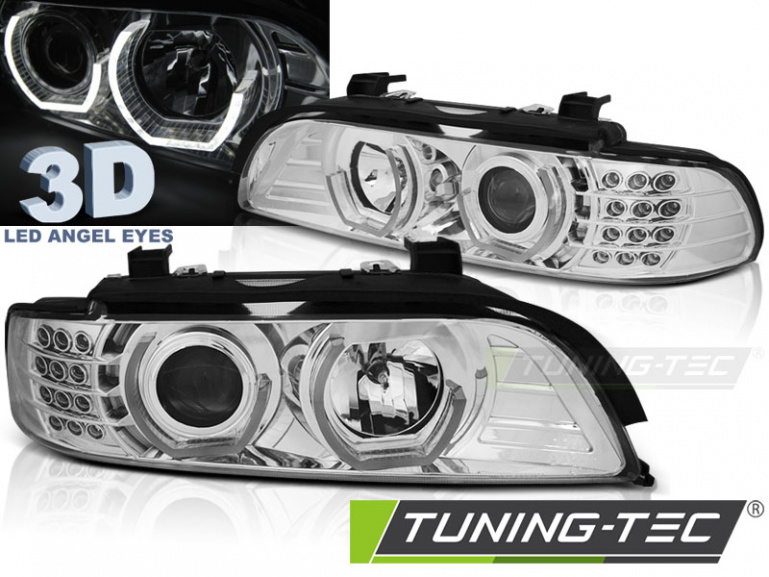 LED 3D Angel Eyes Scheinwerfer für BMW 5er E39 95-03 chrom