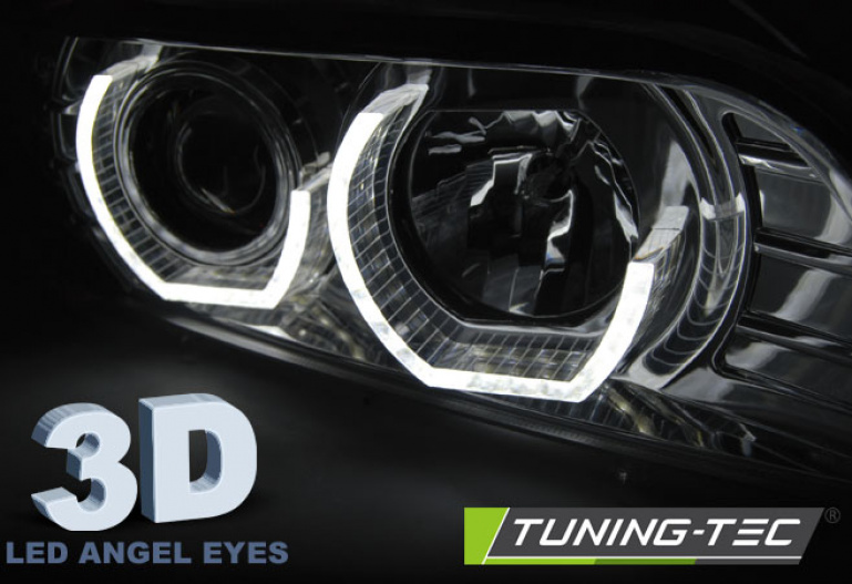 LED 3D Angel Eyes Scheinwerfer für BMW 5er E39 95-03 chrom