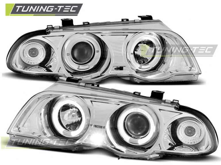 LED Angel Eyes Scheinwerfer für BMW 3er E46 98-01 chrom Set