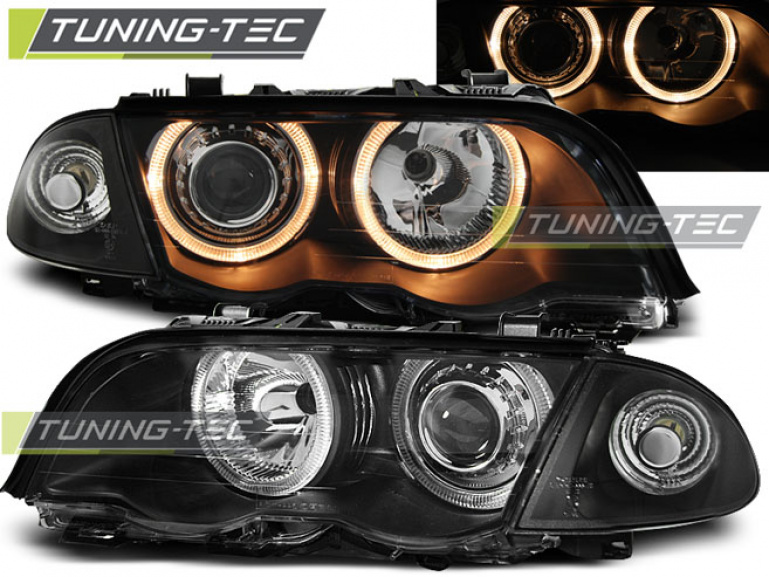 LED Angel Eyes Scheinwerfer für BMW 3er E46 98-01 schwarz