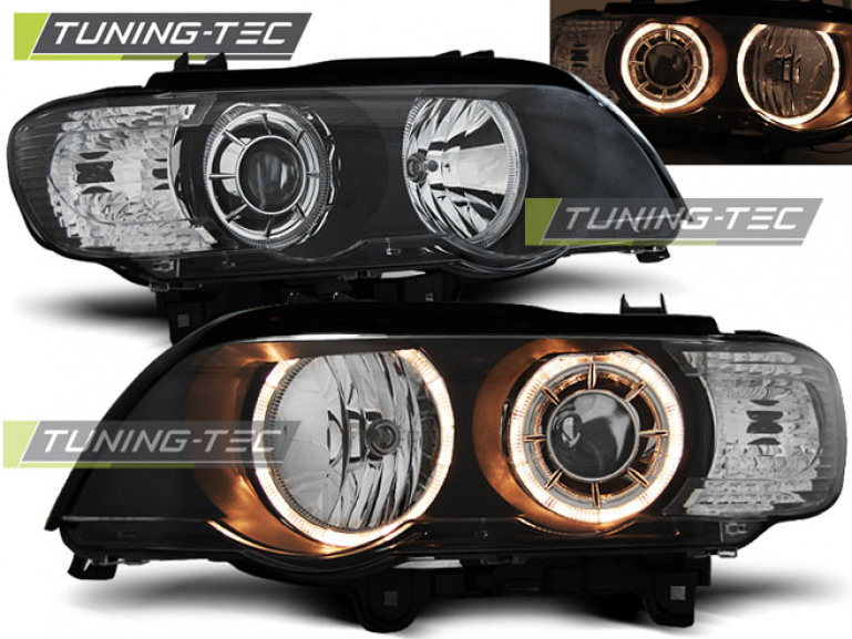 Upgrade Design Angel Eyes Scheinwerfer für BMW X5 E53 99-03 schwarz