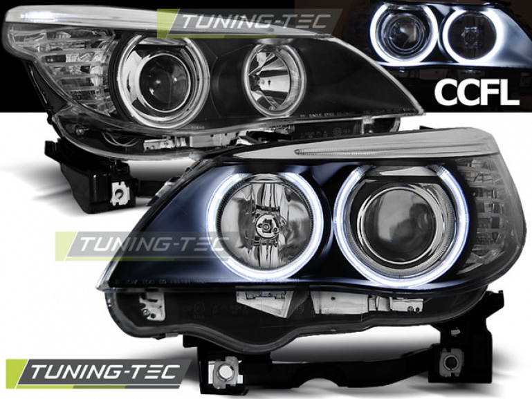 CCFL Angel Eyes Scheinwerfer für BMW 5er E60/E61 03-07 schwarz