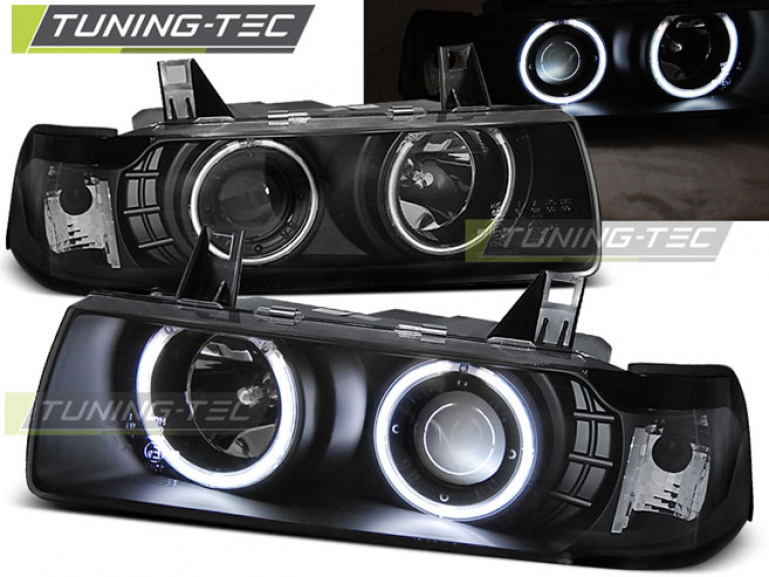 CCFL Angel Eyes Scheinwerfer für BMW 3er E36 90-99 schwarz