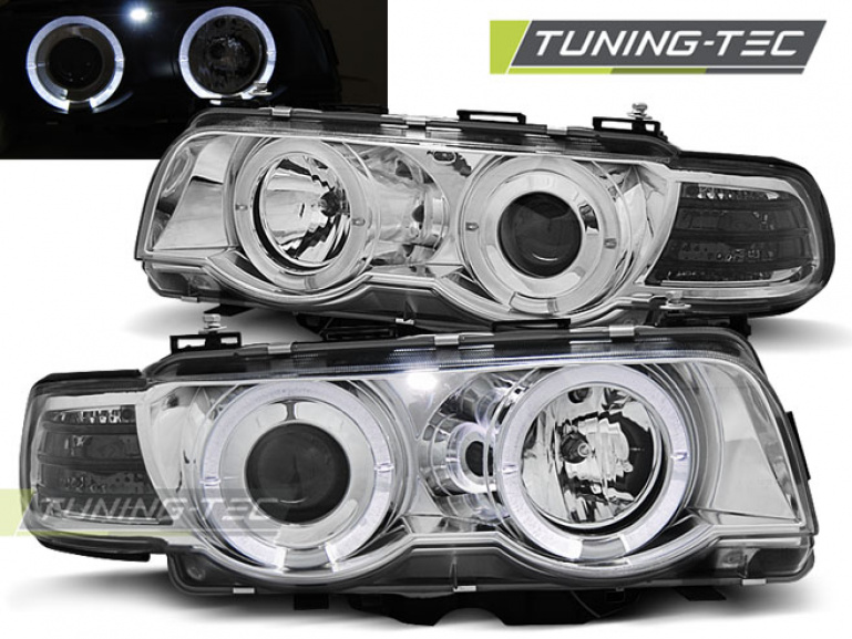 LED Angel Eyes Scheinwerfer für BMW 7er E38 Facelift 98-01 chrom