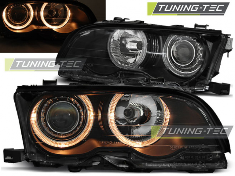 LED Angel Eyes Scheinwerfer für BMW 3er E46 Coupe / Cabrio 01-03 schwarz