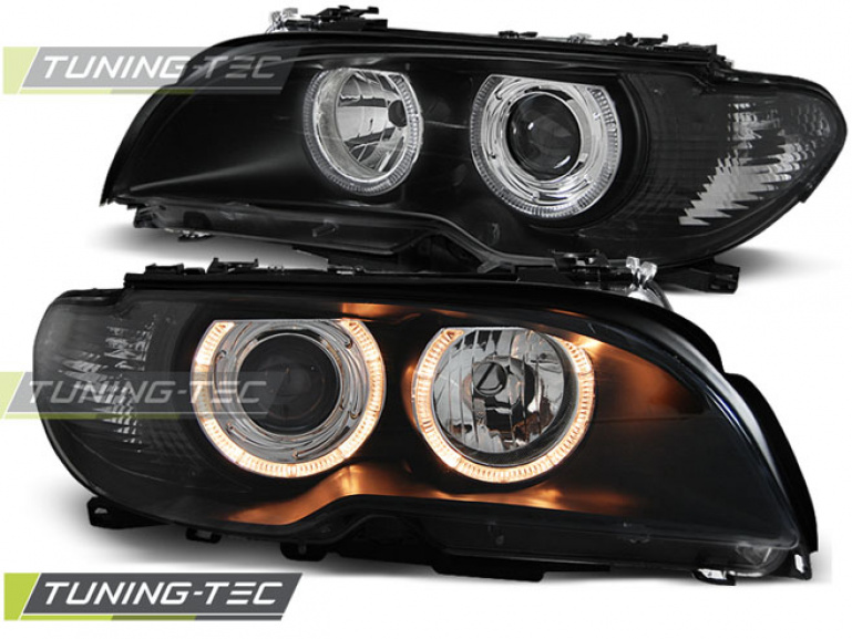 LED Angel Eyes Scheinwerfer für BMW 3er E46 Coupe / Cabrio 03-06 schwarz