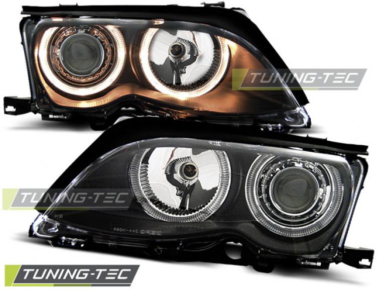 LED Angel Eyes Scheinwerfer für BMW 3er E46 01-05 schwarz Set