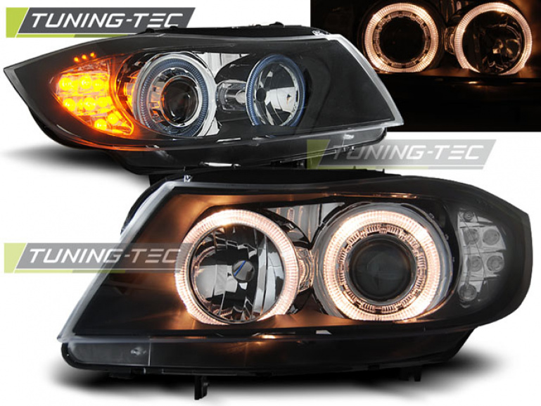 Xenon LED Angel Eyes Scheinwerfer für BMW 3er E90/E91 LCI 09-11 schwarz mit  LED Blinker