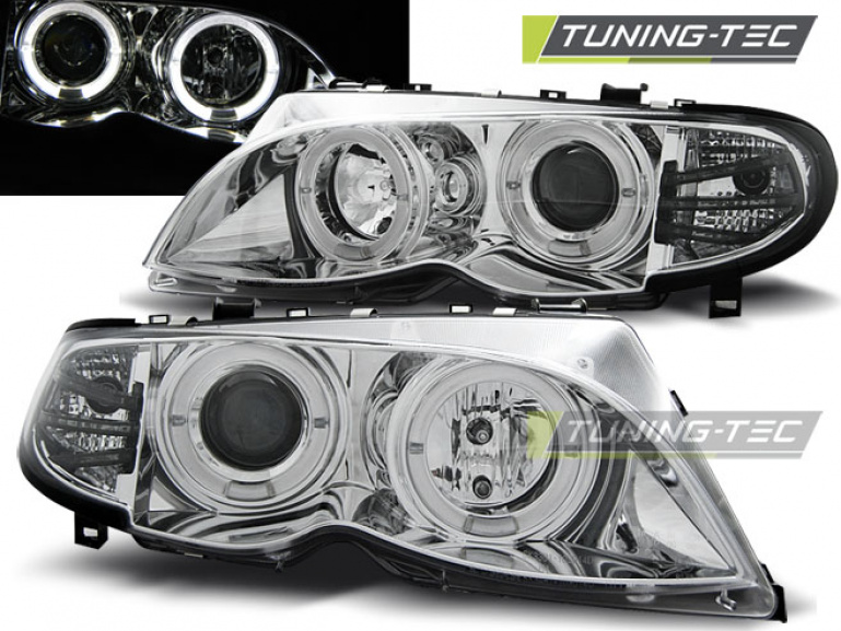 LED Angel Eyes Scheinwerfer für BMW 3er E46 01-05 chrom Set