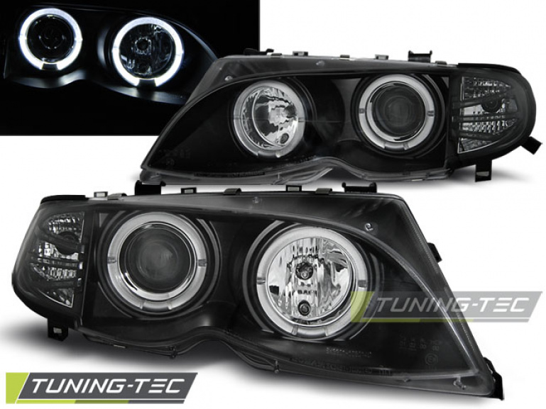 LED Angel Eyes Scheinwerfer für BMW 3er E46 01-05 schwarz