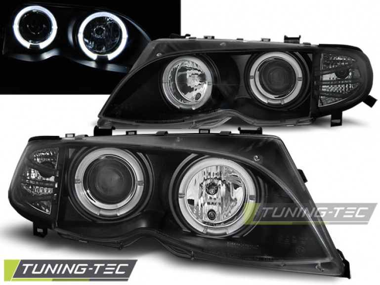 LED Angel Eyes Scheinwerfer für BMW 3er E46 01-05 schwarz Set