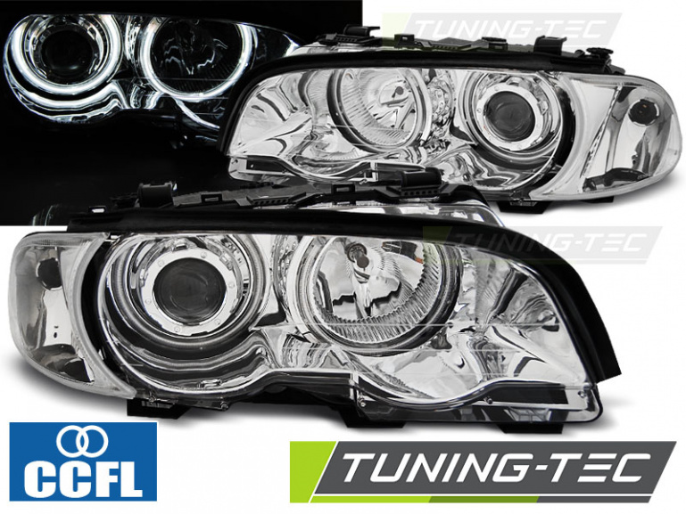 CCFL Angel Eyes Scheinwerfer für BMW 3er E46 Coupe / Cabrio 99-03 chrom Set