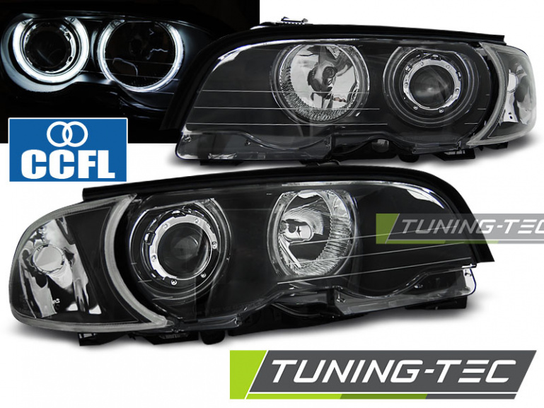 CCFL Angel Eyes Scheinwerfer für BMW 3er E46 Coupe / Cabrio 99-03 schwarz Set