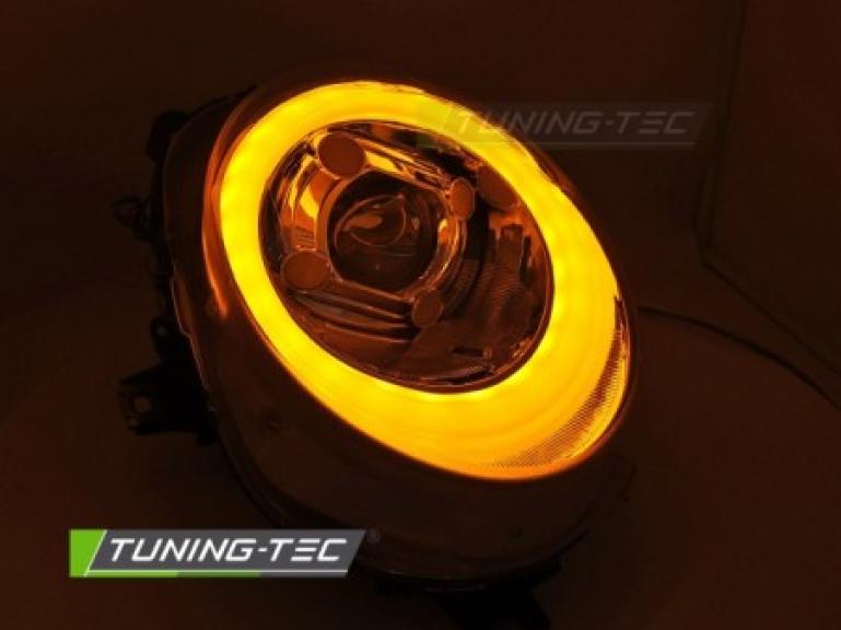 VOLL LED Tagfahrlicht Design Scheinwerfer für Mini Cooper R55/R56/R57 06-14 chrom mit LED Blinker