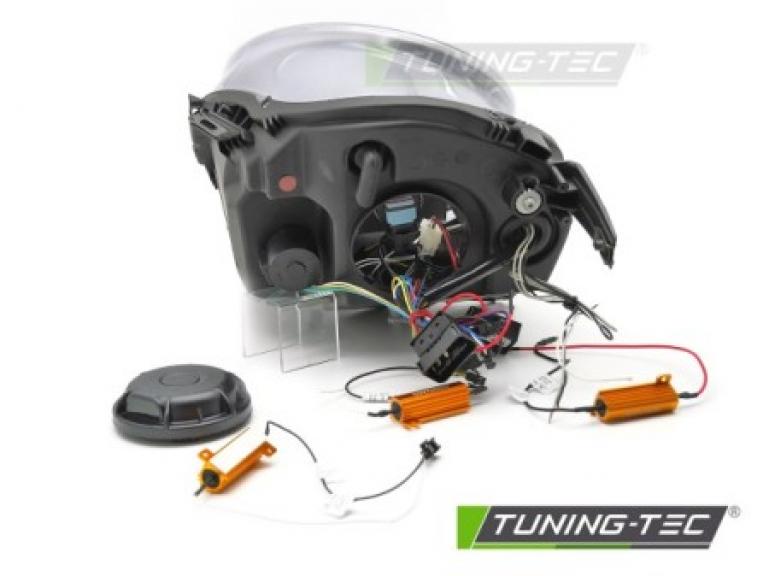 Preview: VOLL LED Tagfahrlicht Design Scheinwerfer für Mini Cooper R55/R56/R57 06-14 schwarz mit LED Blinker