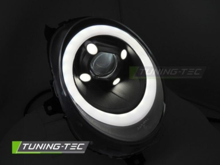 Preview: VOLL LED Tagfahrlicht Design Scheinwerfer für Mini Cooper R55/R56/R57 06-14 schwarz mit LED Blinker