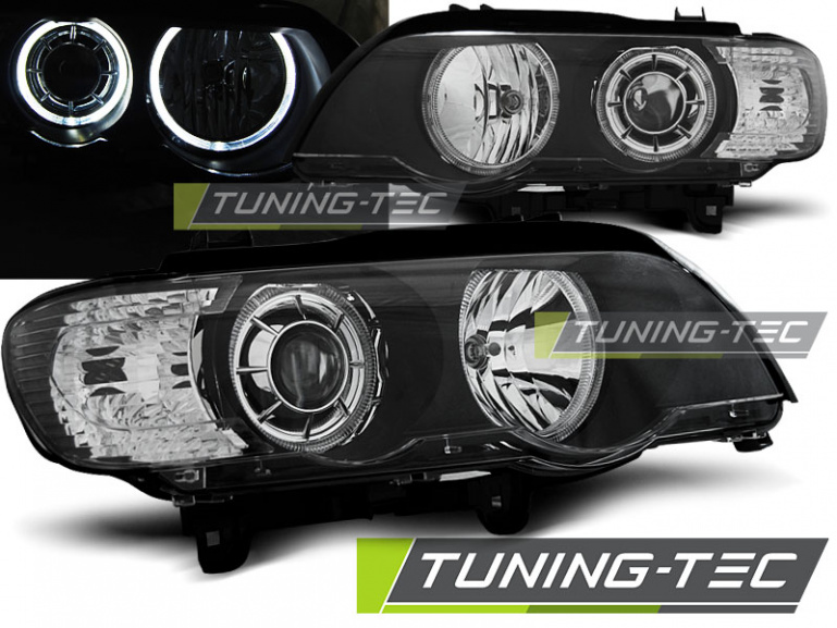 LED Angel Eyes Scheinwerfer für BMW X5 E53 99-03 schwarz