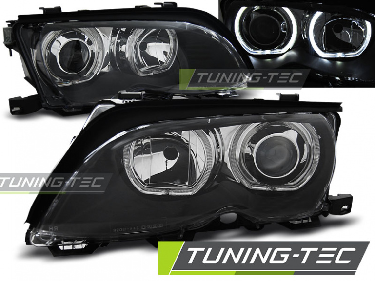 LED Angel Eyes Scheinwerfer für BMW 3er E46 01-05 schwarz