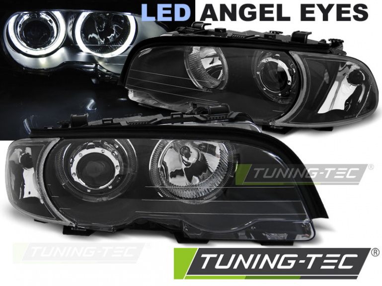 LED Angel Eyes Scheinwerfer für BMW 3er E46 Coupe / Cabrio 99-03 schwarz Set