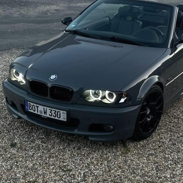 Preview: LED Angel Eyes Scheinwerfer passend für BMW 3er E46 Coupe / Cabrio 99-03 schwarz Set
