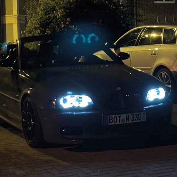 Preview: LED Angel Eyes Scheinwerfer passend für BMW 3er E46 Coupe / Cabrio 99-03 schwarz Set