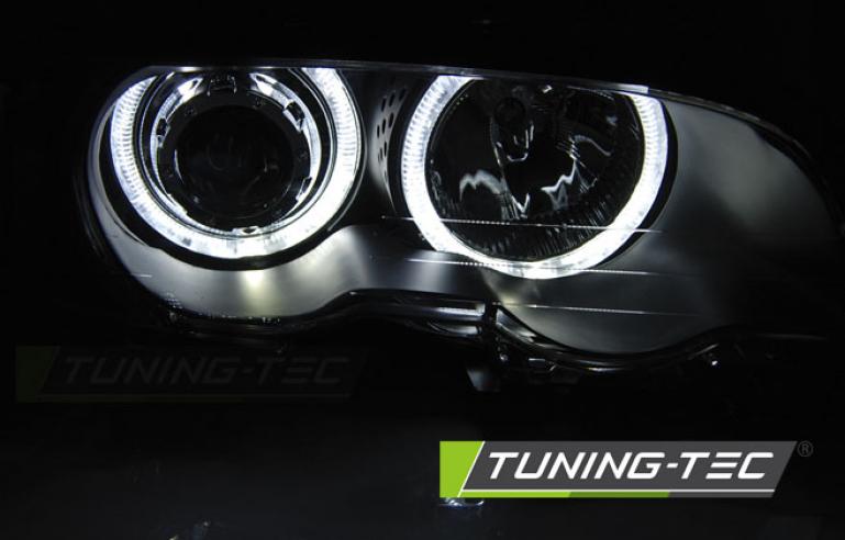 LED Angel Eyes Scheinwerfer passend für BMW 3er E46 Coupe / Cabrio 99-03 schwarz Set