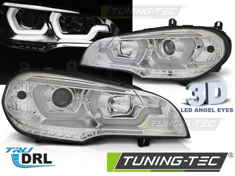 LED Tagfahrlicht Angel Eyes Scheinwerfer für BMW X5 E70 07-10/10-13 chrom