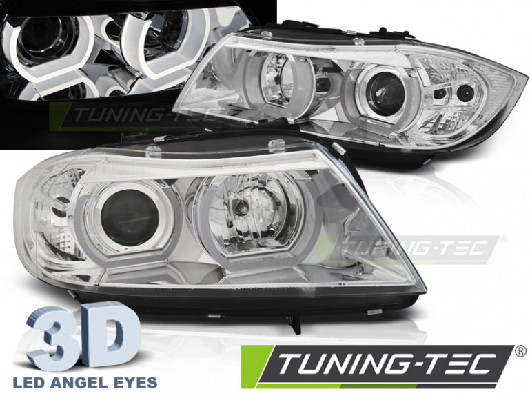 3D LED Angel Eyes Scheinwerfer für BMW 3er E90/E91 05-08 chrom