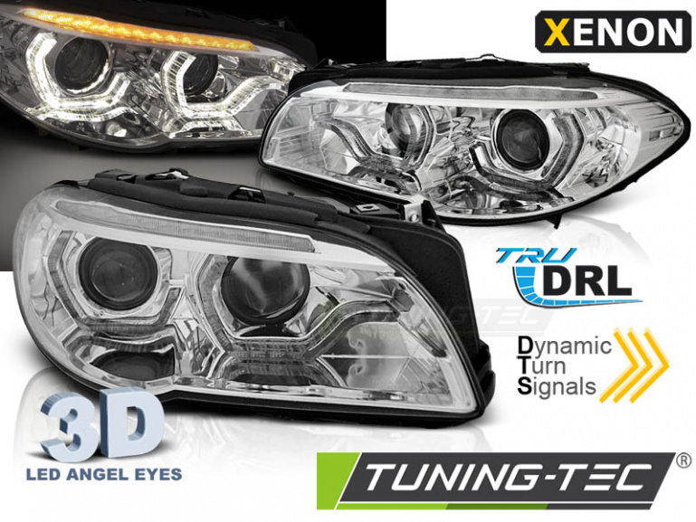 Xenon LED Tagfahrlicht Angel Eyes Scheinwerfer für BMW 5er F10/F11 10-13 chrom mit LED Blinker