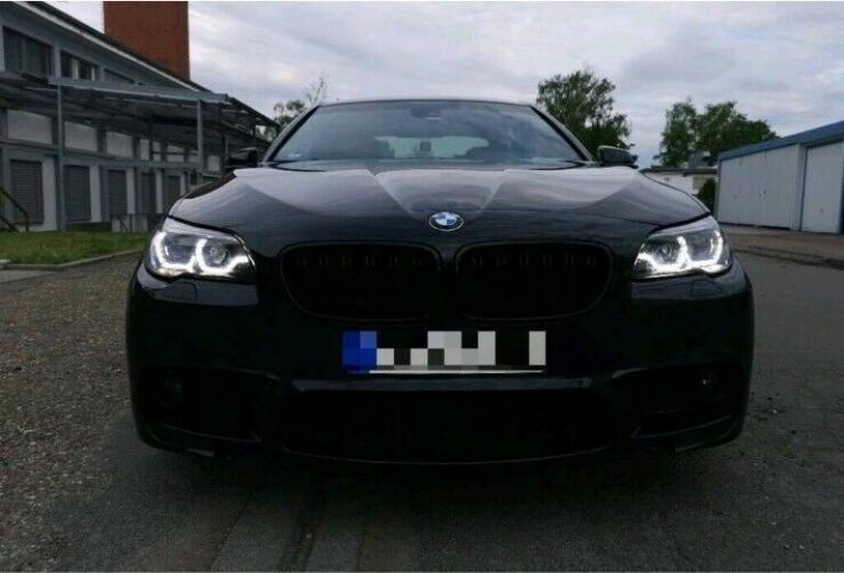 Xenon LED Tagfahrlicht Angel Eyes Scheinwerfer für BMW 5er F10/F11 10-13  schwarz mit dynamischem LED Blinker