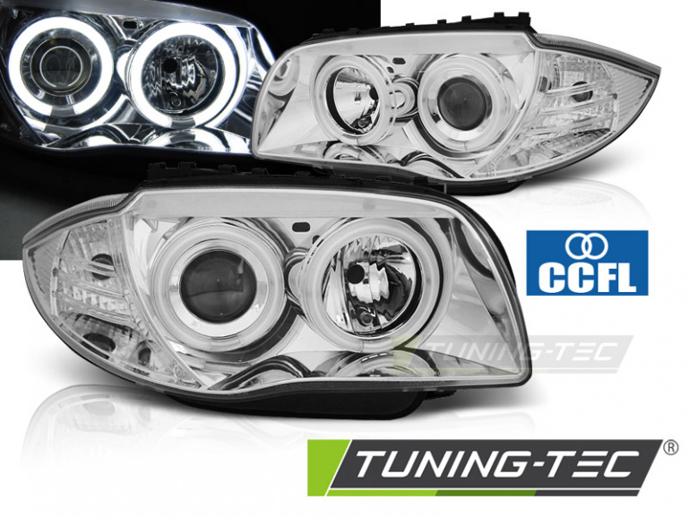 CCFL Angel Eyes Scheinwerfer für BMW 1er E81, E82, E87, E88 04-11 chrom
